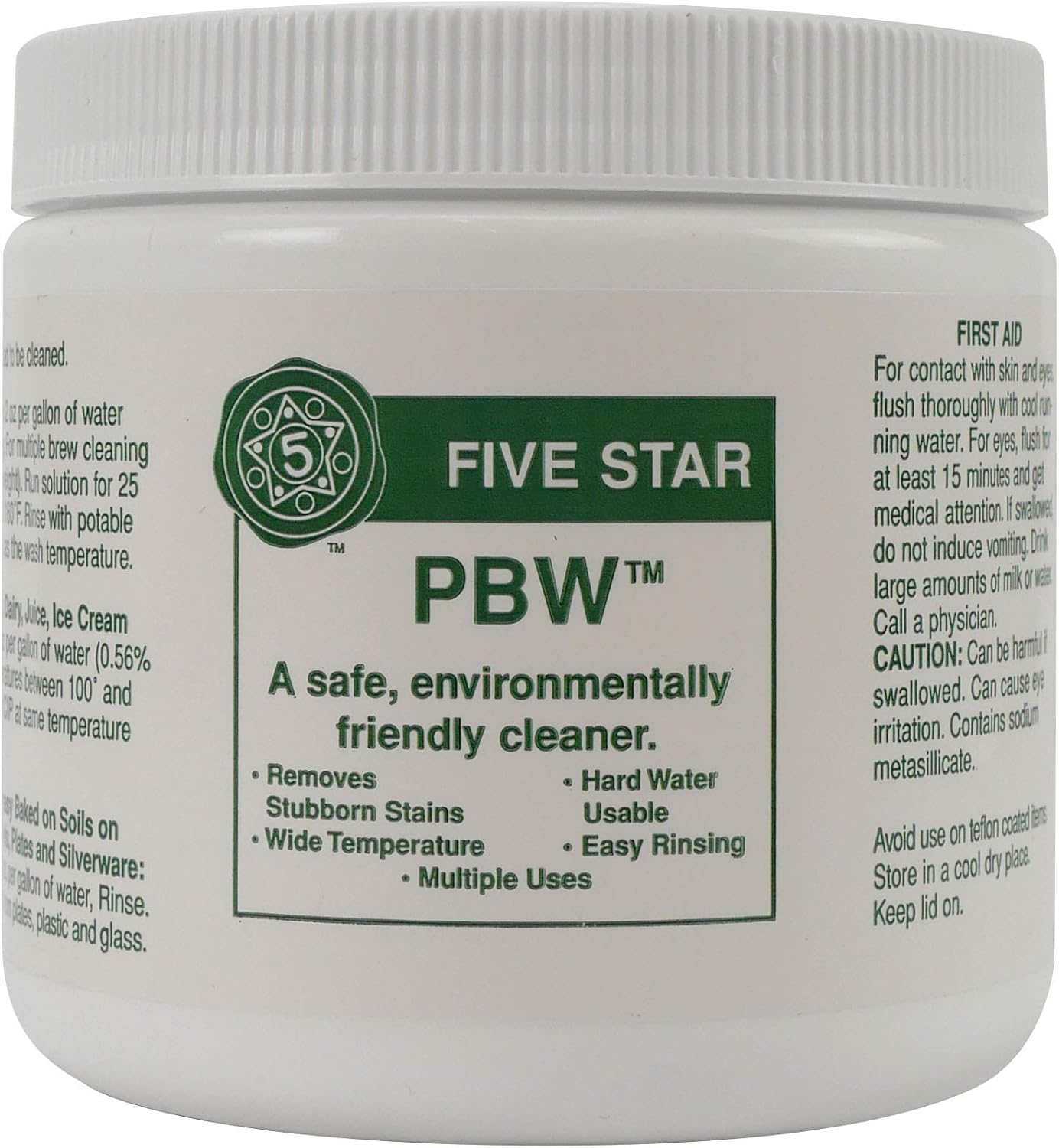 Five Star PBW - 1 lbs - Non-Caustic Alkaline Cleaner, White - pbw1