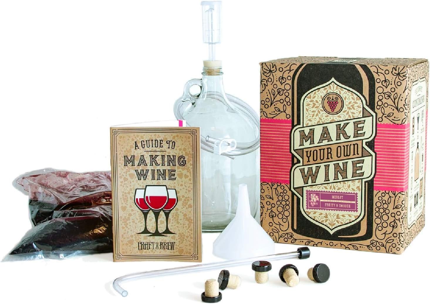 Craft a Brew Home Merlot Making Kit, Easy Beginners with Ingredients and Supplies, Ultimate Wine Brewing