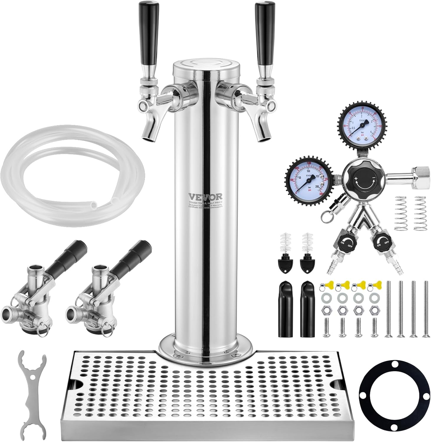 VEVOR Kegerator Tower Kit, Dual Taps (B0D2XJZPJN)
